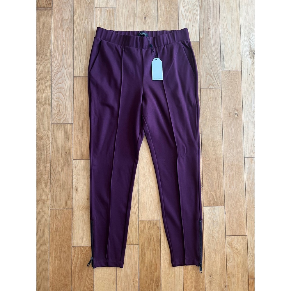 NEW Universal Standard Moro Pintuck Pocket Ponte Pants Burgundy Womens Size 10